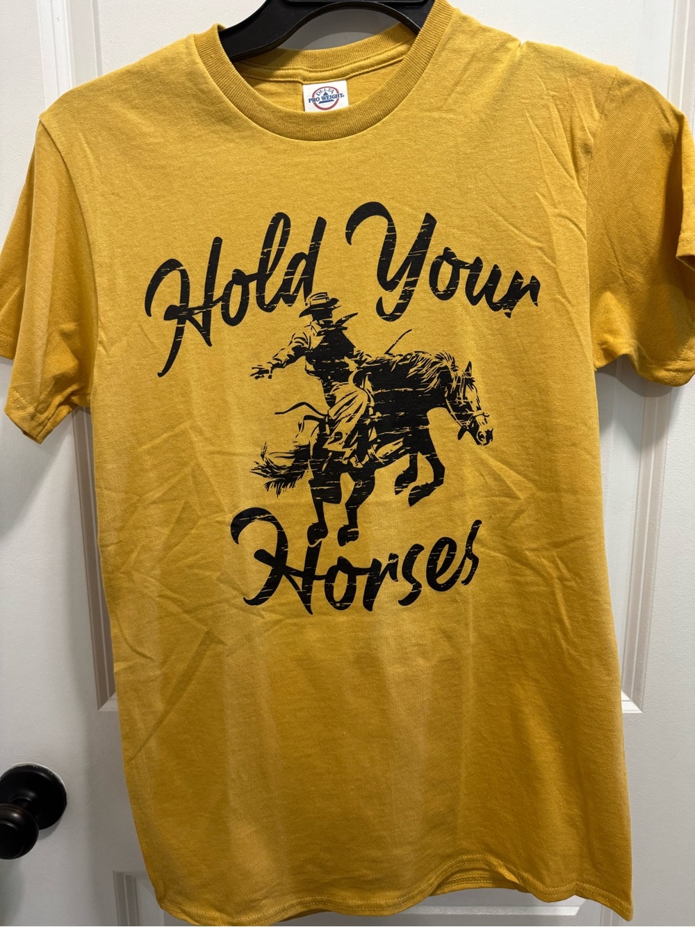 Hold Your Horses Graphic Tee - Mustard Yellow